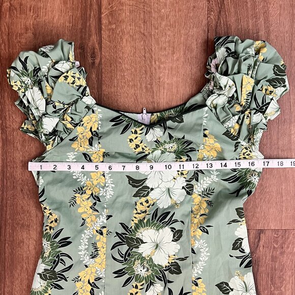 Vintage Hoku Hawaii Hibiscus Green Traditional Muumuu Dress Sz S - Picture 7 of 12